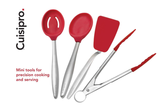 Cuisipro PICCOLO Cooking Set – Red (Spoon, Slotted Spoon, Turner, Tongs) Cuisipro by Kitchen Niche