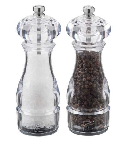 Trudeau Maya Acrylic Salt & Pepper Mill Set 6" Trudeau by Kitchen Niche