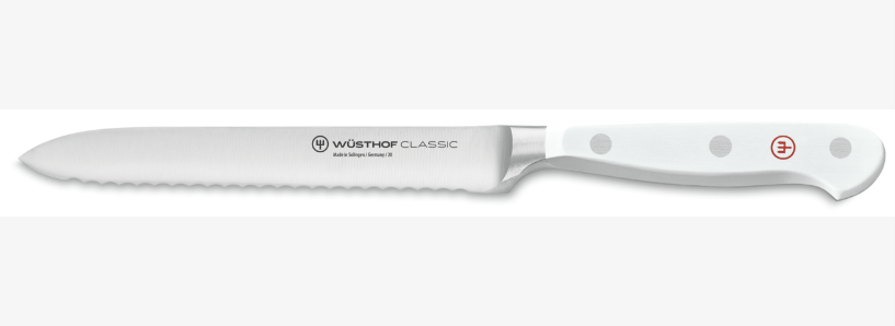 Wüsthof Classic White Serrated Utility Knife – 5" Wusthof by Kitchen Niche