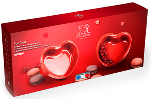 Peugeot Ceramic Heart Dishes Red – Set of 2 Pans
