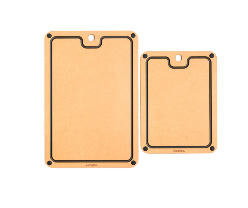Cuisipro Fibre Wood Boards – 2pc Set with Silicone Feet – Natural / Slate Cuisipro by Kitchen Niche