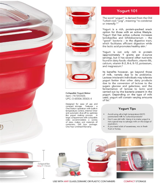 Cuisipro Collapsible Yogurt Maker – Red – ETL Certified Cuisipro by Kitchen Niche