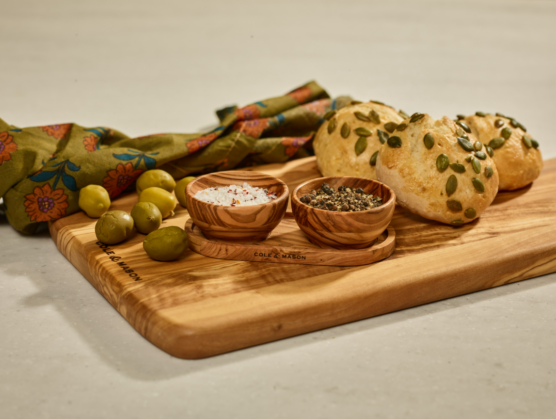 Cole & Mason Portobello Olive Wood Salt & Pepper Pinch Pots