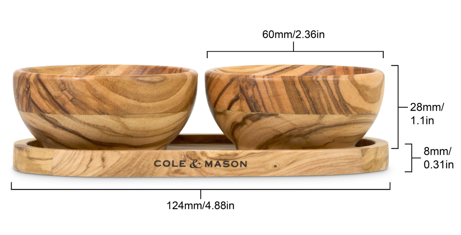 Cole & Mason Portobello Olive Wood Salt & Pepper Pinch Pots