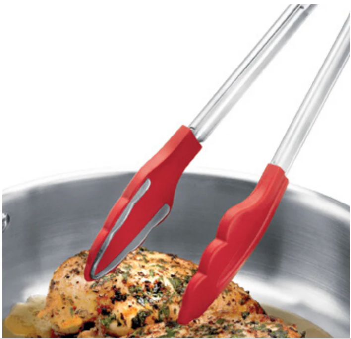 Cuisipro Tongs with Teeth – 9.5" / 24 cm – Silicone Red Cuisipro by Kitchen Niche