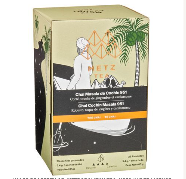 Metropolitan Tea Metz Cochin Masala Chai Tea – Box of 25 Teabags