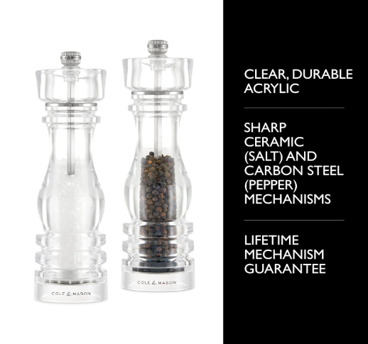 Cole & Mason The London Collection Salt & Pepper Mill Gift Set – Acrylic – 11" / 30 cm by Kitchen Niche