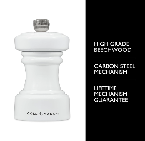 Cole & Mason The Hoxton Pepper Mill – White Gloss – 4.2" / 10.5 cm by Kitchen Niche