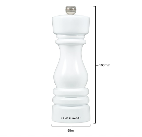 Cole & Mason The London Collection Salt & Pepper Mill Gift Set – White Gloss – 7" / 18 cm by Kitchen Niche