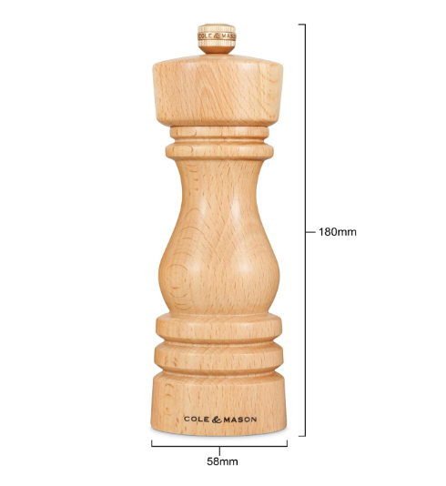 Cole & Mason The London Collection Salt Mill – Natural Beech – 7" / 18 cm by Kitchen Niche
