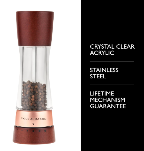 Cole & Mason Derwent Pepper Mill – Chestnut Rose Gold – 7.5" / 19 cm by Kitchen Niche