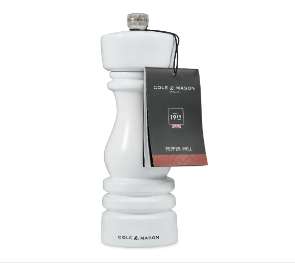 Cole & Mason The London Collection Pepper Mill – White Gloss – 7" / 18 cm by Kitchen Niche
