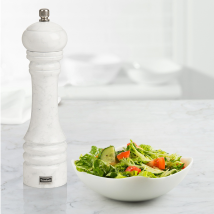 Trudeau Professional Salt Mill White Marble 9" Trudeau by Kitchen Niche