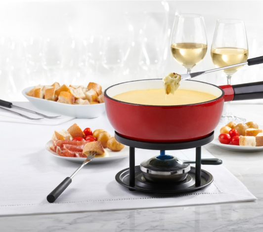 Trudeau Red Cast Iron Cheese Fondue Set Trudeau by Kitchen Niche