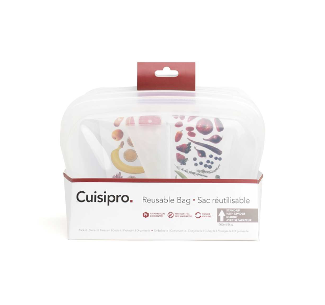Cuisipro Reusable Bags – Stand-Up w/Divider, 1300ml – Clear Cuisipro by Kitchen Niche