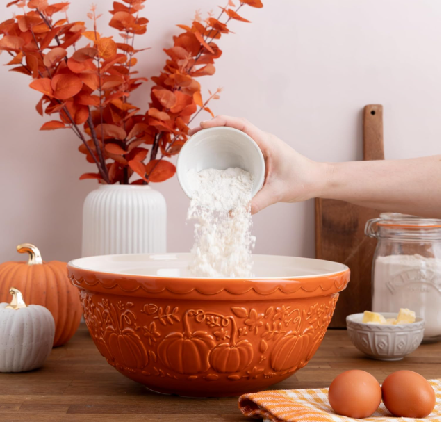 Mason Cash Pumpkin Mixing Bowl 11.75-Inch Orange