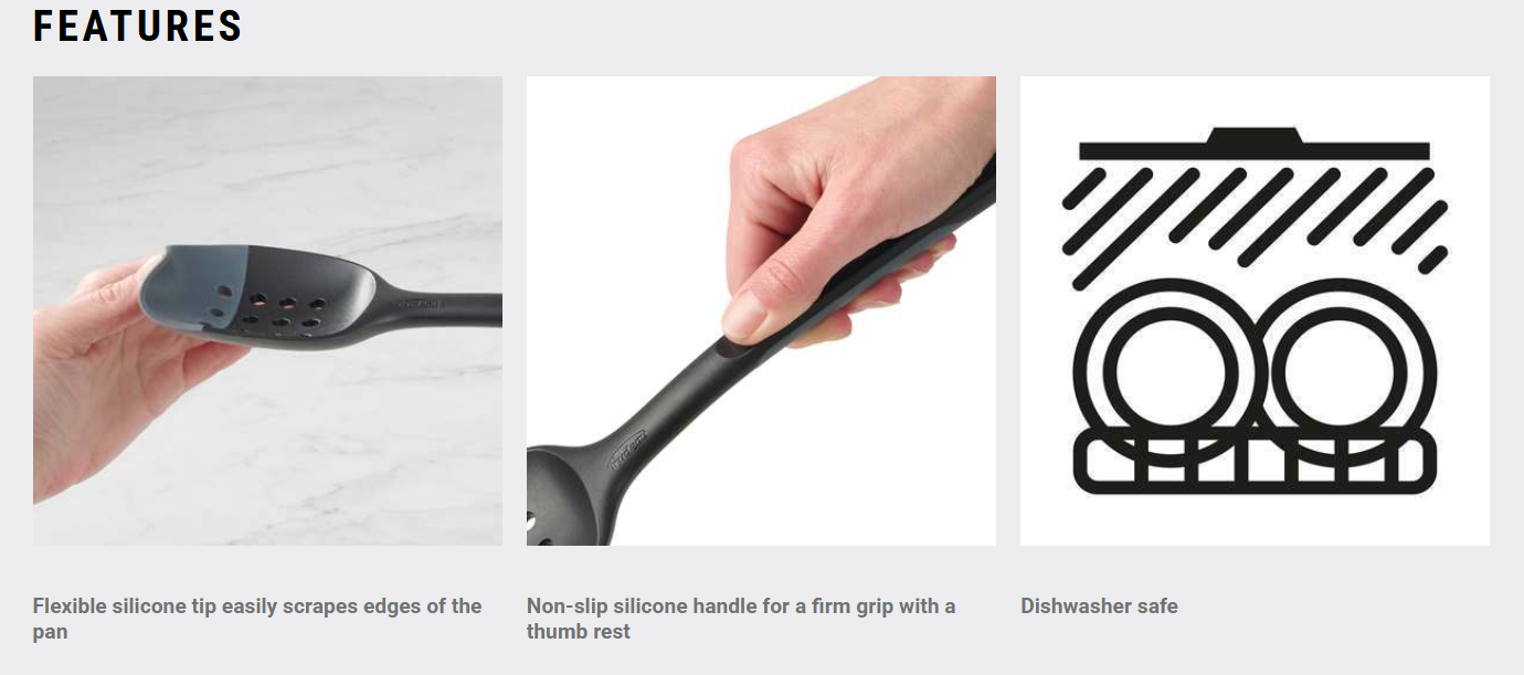 Trudeau Slotted Spoon – Black / Charcoal – Utility Trudeau by Kitchen Niche