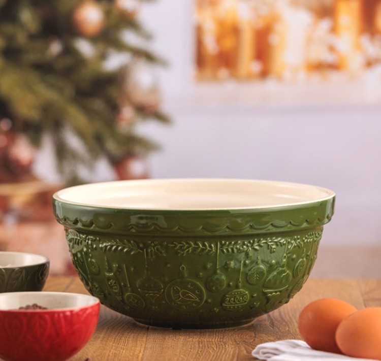 Mason Cash Deck The Halls Mixing Bowl 9.75-Inch Green