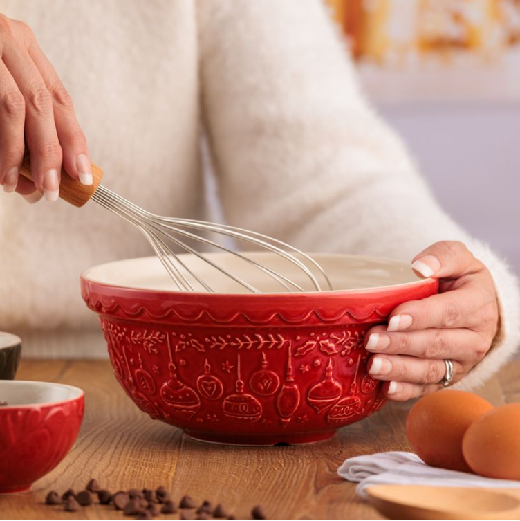 Mason Cash Deck The Halls Mixing Bowl 8.25-Inch Red