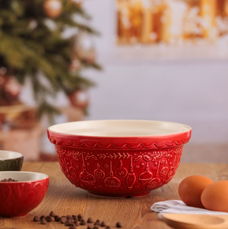 Mason Cash Deck The Halls Mixing Bowl 8.25-Inch Red