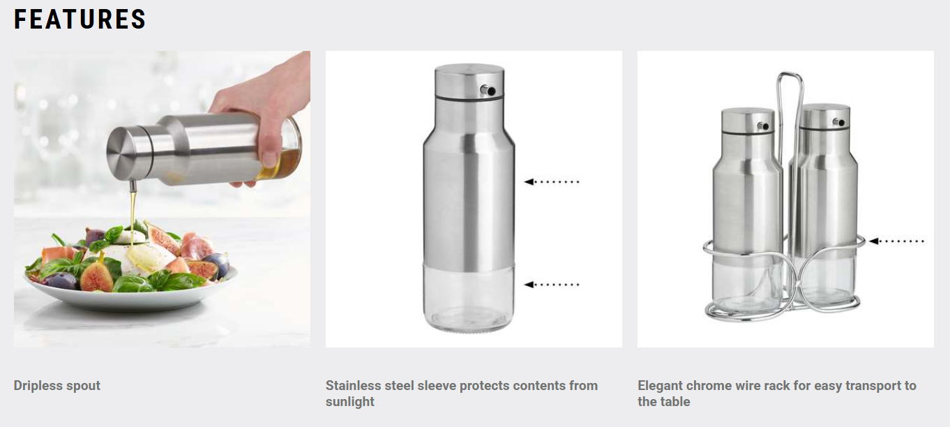 Trudeau Oil & Vinegar Bottle with Caddy – Set of 2 Trudeau by Kitchen Niche