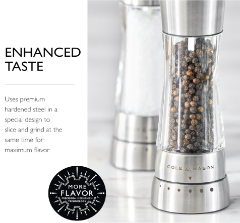 Cole & Mason Derwent Salt & Pepper Mill Gift Set – Stainless Steel – 7.5" / 19 cm by Kitchen Niche