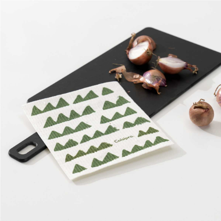 Cuisipro Reusable Eco-Cleaning Cloth – Small 20 x 17 x 0.2 cm / 7.87 x 6.7" – Green Triangle Design Cuisipro by Kitchen Niche