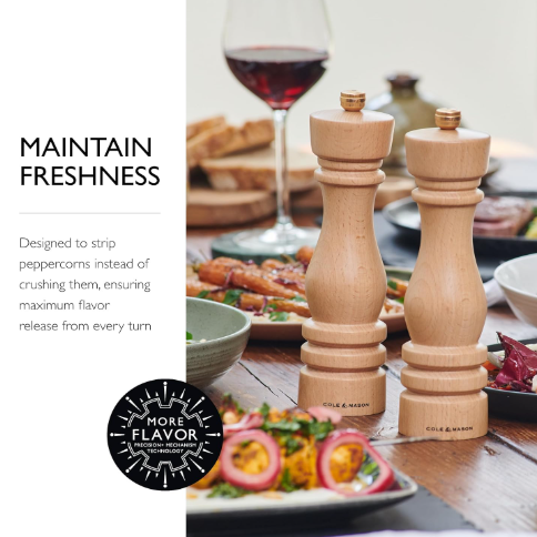 Cole & Mason The London Collection Salt & Pepper Mill Gift Set – Natural Beech – 8.5" / 22 cm by Kitchen Niche