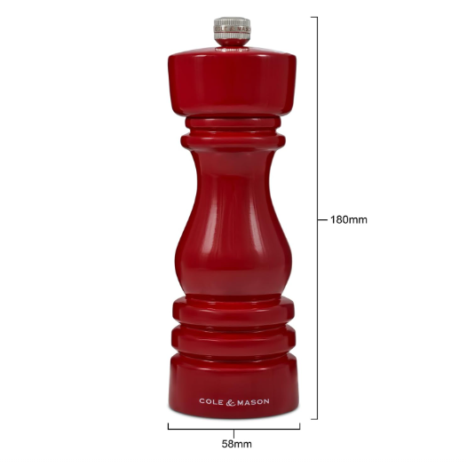 Cole & Mason The London Collection Pepper Mill – Red Gloss – 7" / 18 cm by Kitchen Niche