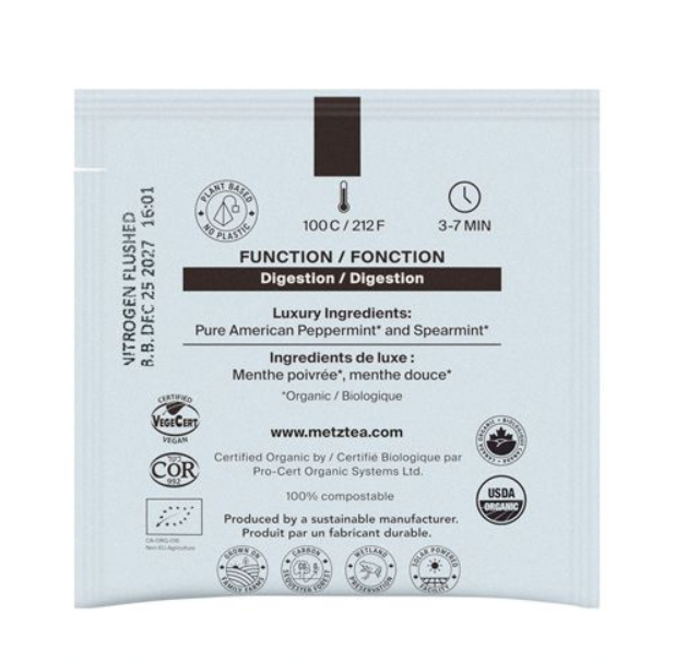 Metropolitan Tea Metz Organic Cascade Peppermint Tea – Box of 25 Teabags