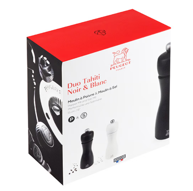 Peugeot Tahiti 15cm Black Pepper & White Salt Mill Set by Kitchen Niche