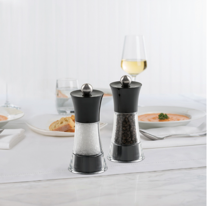 Trudeau Fiesta Salt & Pepper Mill Set Black 5" Trudeau by Kitchen Niche