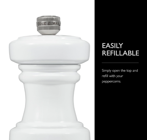 Cole & Mason The Hoxton Pepper Mill – White Gloss – 4.2" / 10.5 cm by Kitchen Niche
