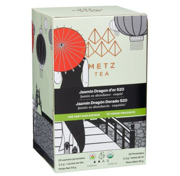 Metropolitan Tea Metz Organic Jasmine Gold Dragon Tea – Box of 25 Teabags