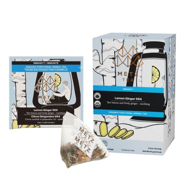 Metropolitan Tea Metz Organic Lemon Ginger Tea – Box of 25 Teabags