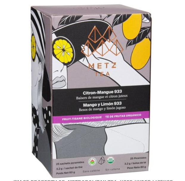Metropolitan Tea Metz Organic Lemon Mango Tea – Box of 25 Teabags