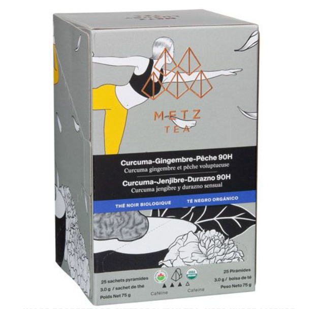 Metropolitan Tea Metz Organic Turmeric Ginger Peach Tea – Box of 25 Teabags