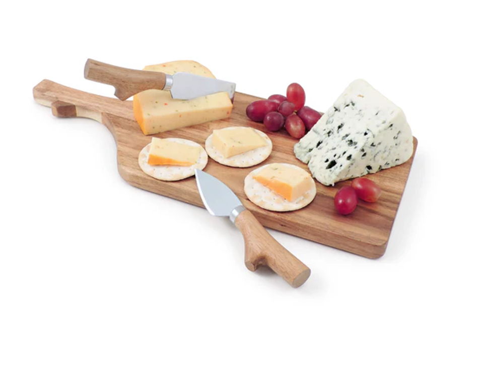 Swissmar 3-Piece Acacia Paddle Board & Knife Set