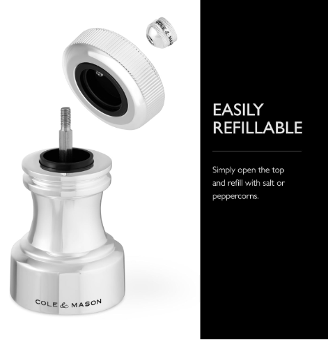 Cole & Mason The Hoxton Salt & Pepper Mill Gift Set – Silver Plated – 4.2" / 10.5 cm by Kitchen Niche