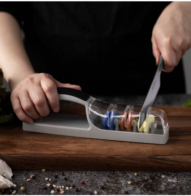 Global MinoSharp Plus Water Sharpener 3-Stage Grey (Coarse/Medium/Fine) Global by Kitchen Niche