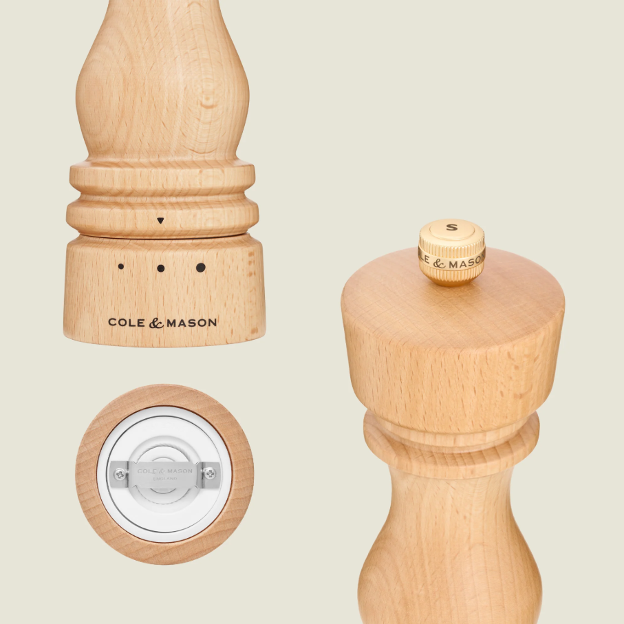 Cole & Mason London Grind Select Salt Mill – Natural Beech – 8.5" / 22 cm