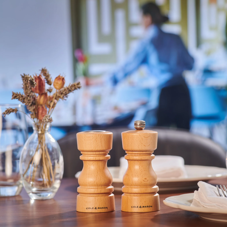Cole & Mason London Salt Shaker and Pepper Mill Gift Set – Natural Beech – 5" / 13 cm