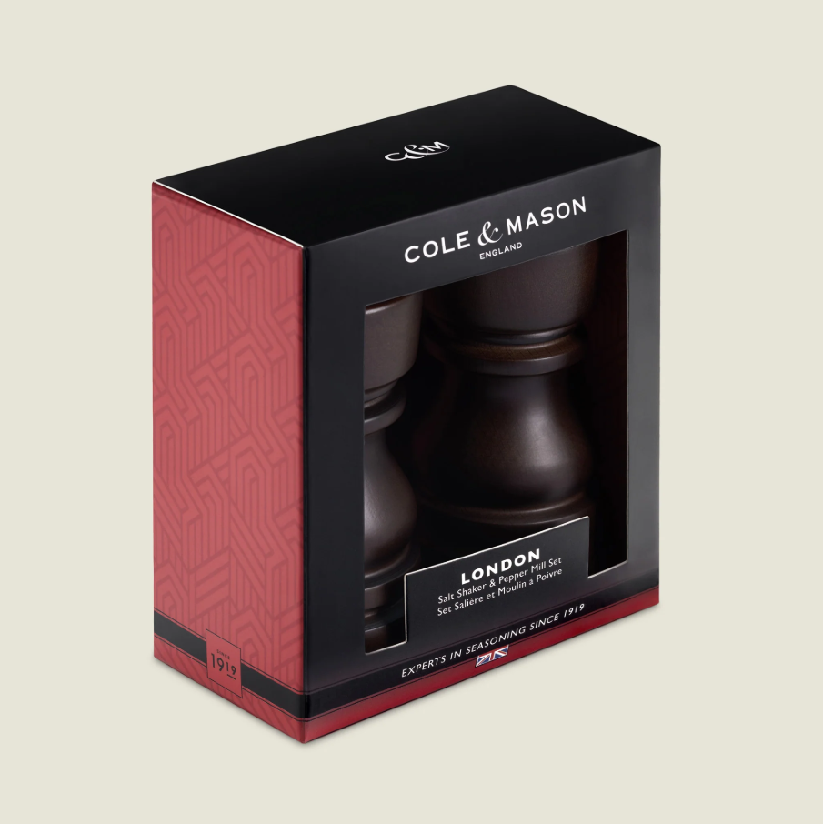 Cole & Mason London Salt Shaker and Pepper Mill Gift Set – Chocolate Wood – 5" / 13 cm