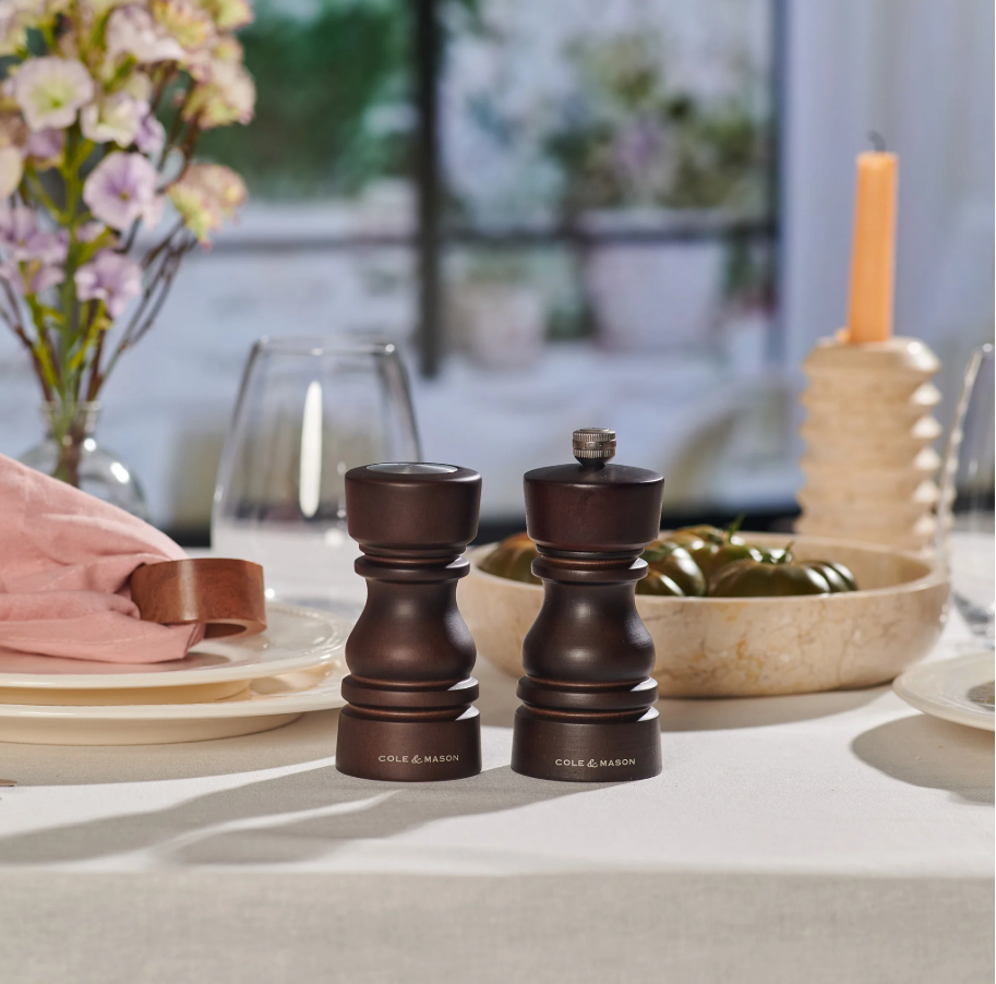 Cole & Mason London Salt Shaker and Pepper Mill Gift Set – Chocolate Wood – 5" / 13 cm