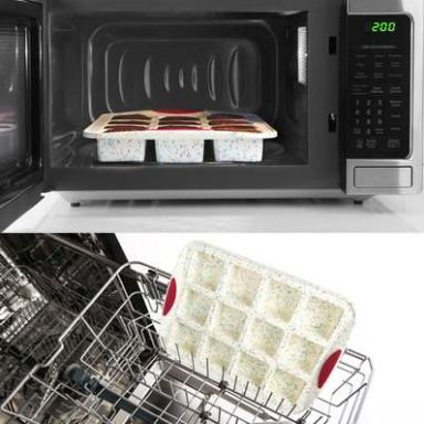 Trudeau Silicone Brownie Baking Pan – Confetti Fuchsia – 12-Cavity Trudeau by Kitchen Niche