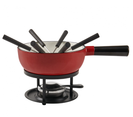 Trudeau Red Cast Iron Cheese Fondue Set Trudeau by Kitchen Niche