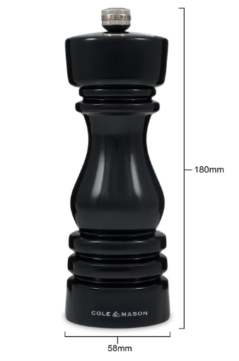 Cole & Mason The London Collection Salt Mill – Black Gloss – 7" / 18 cm by Kitchen Niche