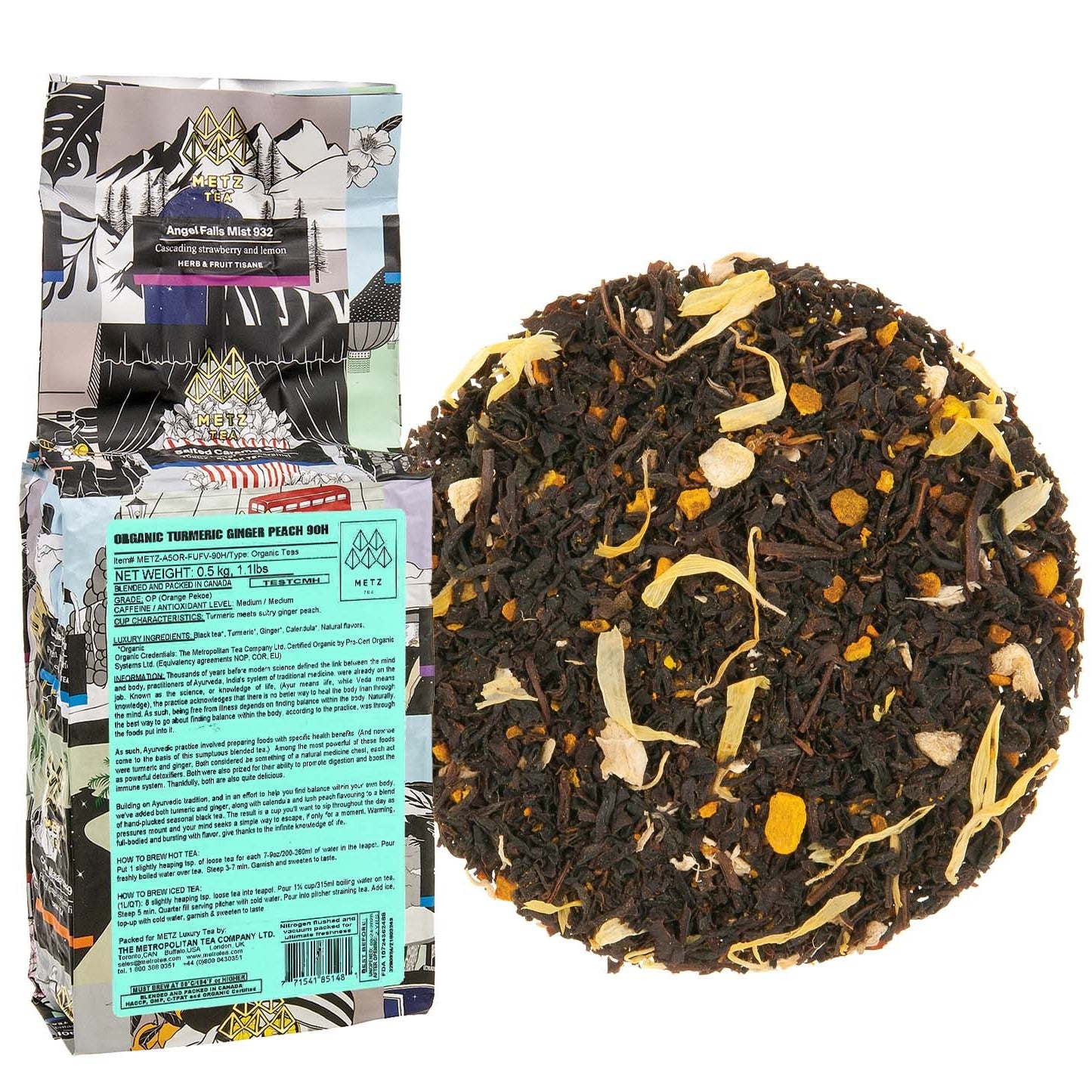 Metropolitan Tea Metz Organic Turmeric Ginger Peach Loose Leaf Tea 1.1 lbs