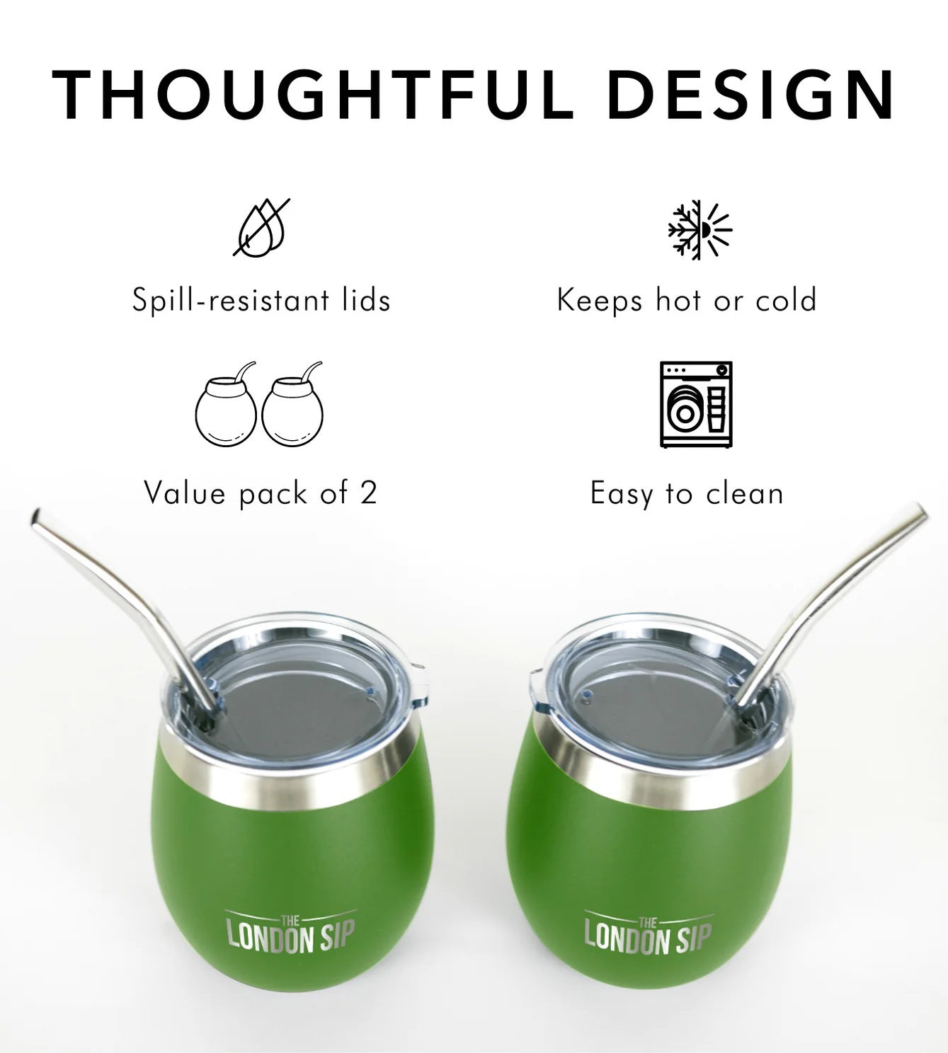 London Sip Yerba Mate Cup 8 oz / 250 ml (Set of 2) London Sip by Kitchen Niche