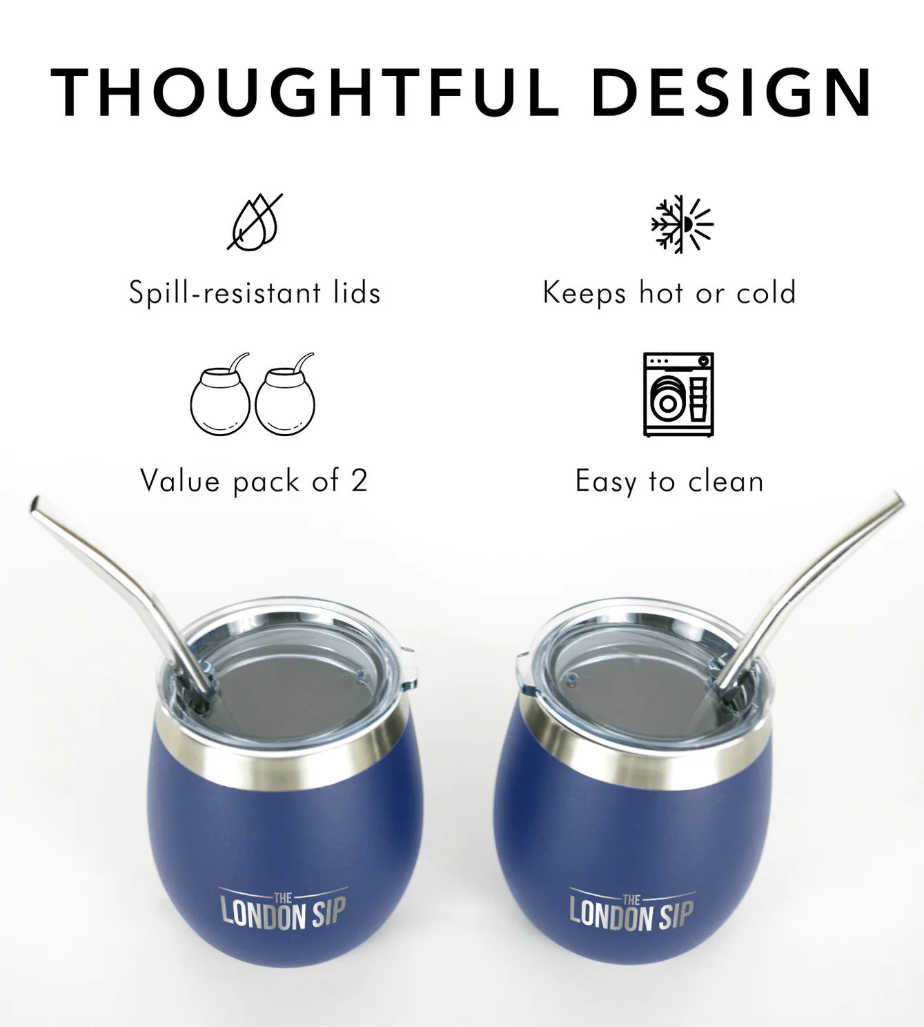 London Sip Yerba Mate Cup 8 oz / 250 ml (Set of 2) London Sip by Kitchen Niche